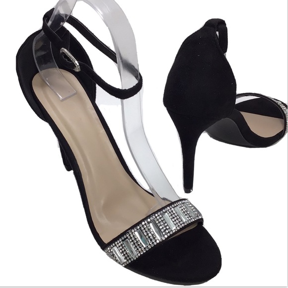 Lov Mark Black Suede Open Toe Heeled Sandals - Picture 5 of 12